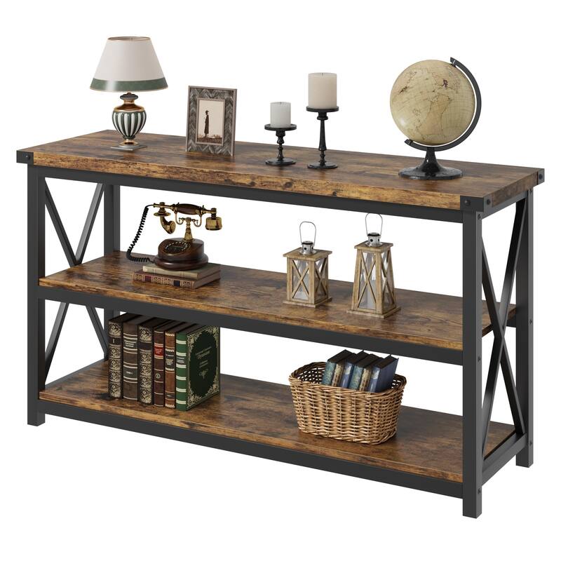 Entryway Table with 3 Tier Storage Shelves