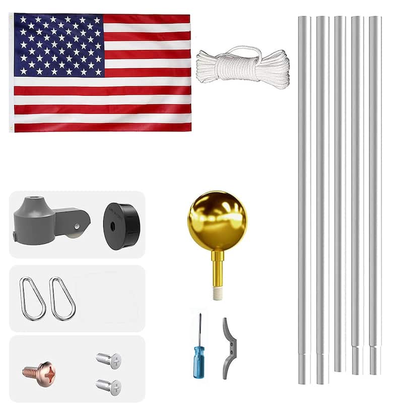 GDFStudio - Arden Flagpole Aluminum Telescopic Freestanding 20FT