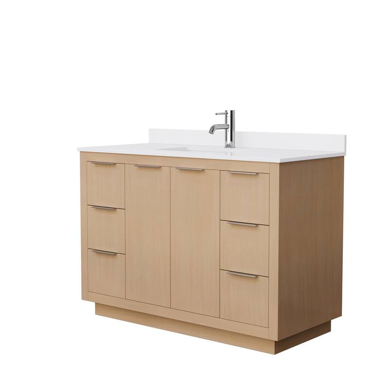 Maroni 48-Inch Light Straw Single Vanity, Cultured Marble Top - Light Straw, Nickel Trim,White Cultured Marble Top
