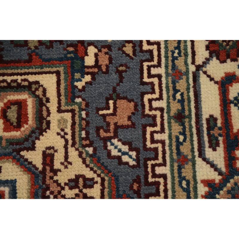 Hand Knotted Oriental 100% Wool Carpet Traditional Medallion Greys & Charcoal Heriz (serapi) Area Rug - 5' 9'' X 4' 1''