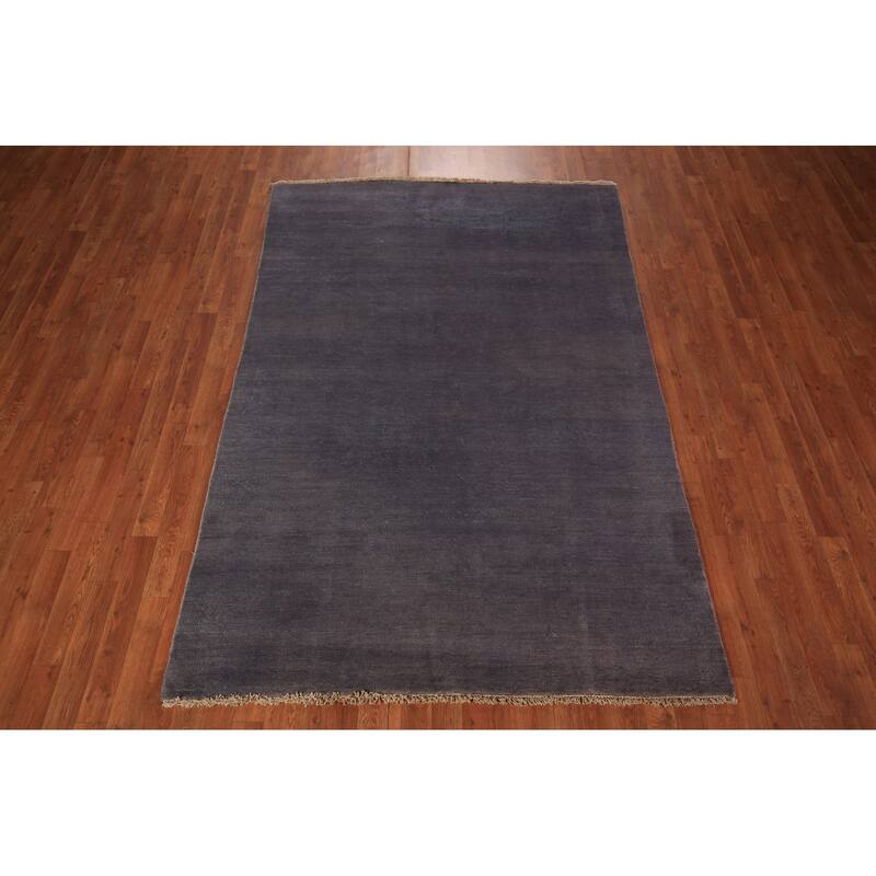 Grays & Blues Gabbeh Modern Area Rug Hand-Knotted Wool Carpet - 5'3" x 7'10"