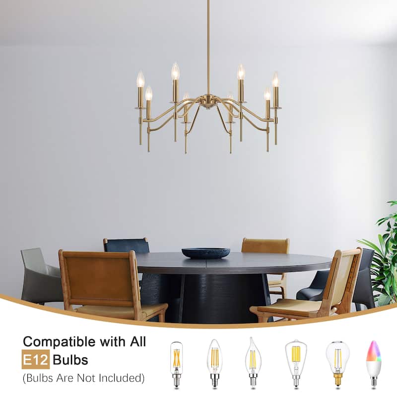 8-Light Hanging Candlestick Linear Foyer Chandelier Lighting Fixture Island Chandelier for Dining Room