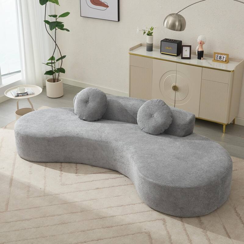 105.5'' Curved Modern Minimalist Cloud Couch Sofa, 2 Seater, Gray, No Assembly Required