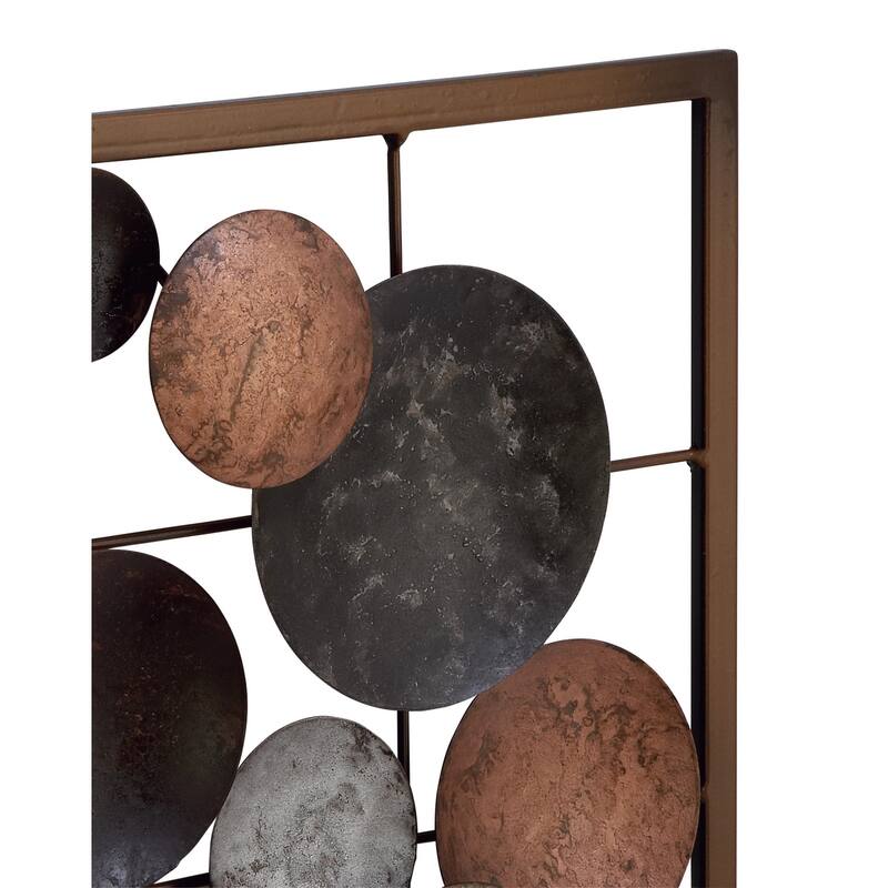 Multi Colored Metal Overlapping Round Cutouts Geometric Home Wall Decor (Set of 2)