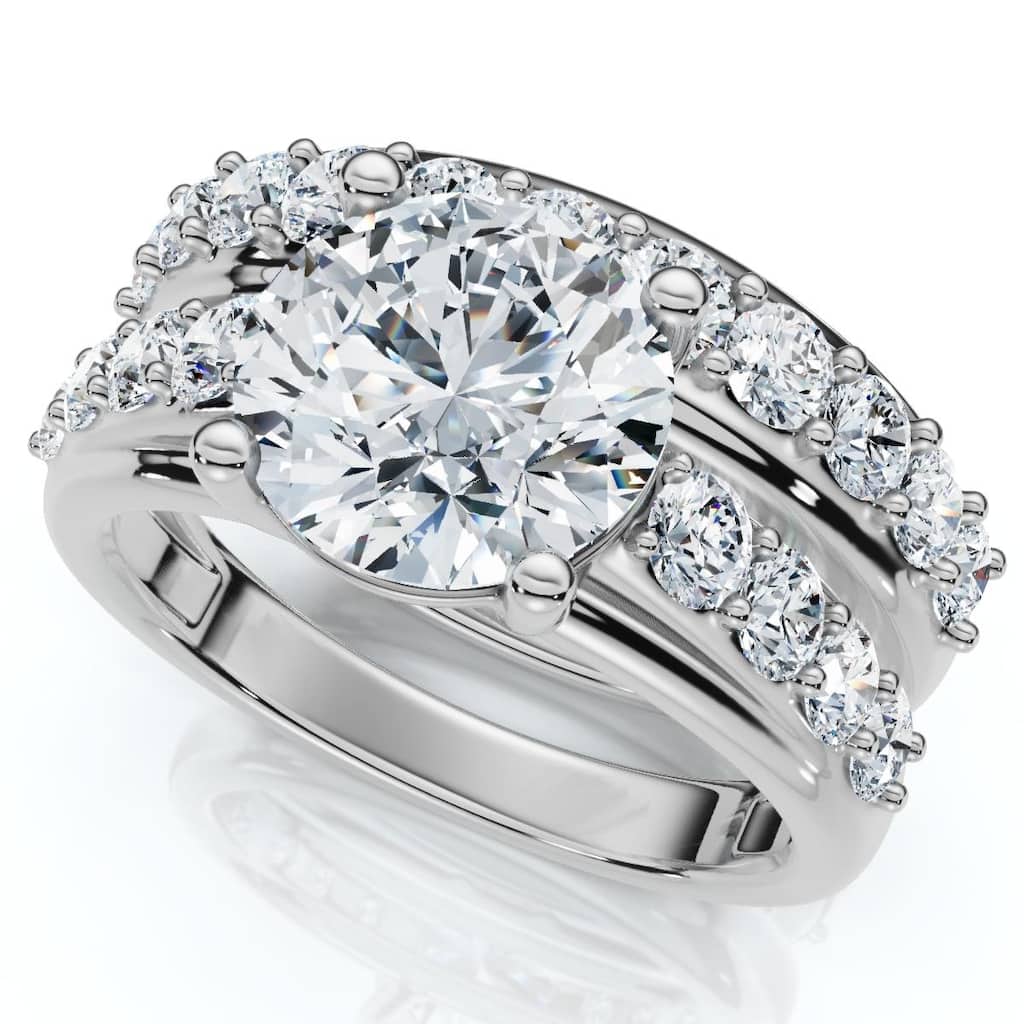 Certified 2 1/2Ct Diamond Engagement Wedding Ring Set Gold Lab Grown