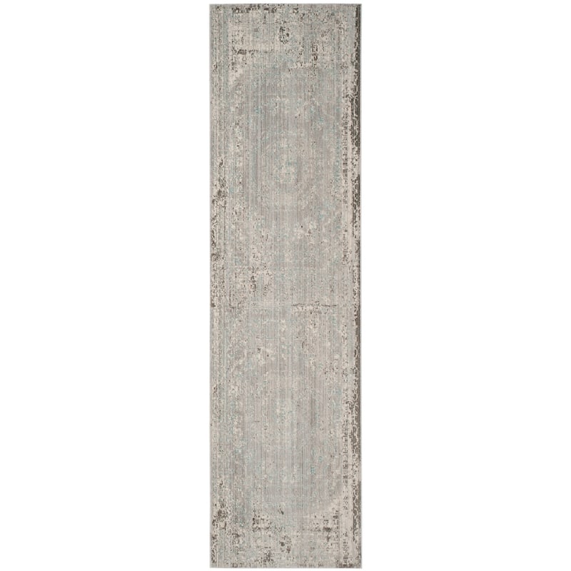 SAFAVIEH Valencia Burcu Distressed Vintage Boho Oriental Polyester Rug - 2'3" x 8' Runner - Grey/Multi