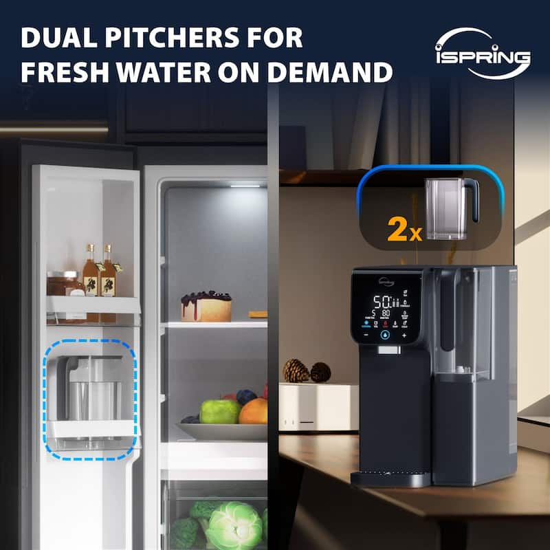 iSpring RCD100HCG Hot & Cold Reverse Osmosis System Countertop, Alkaline RO Water Filter Dispenser