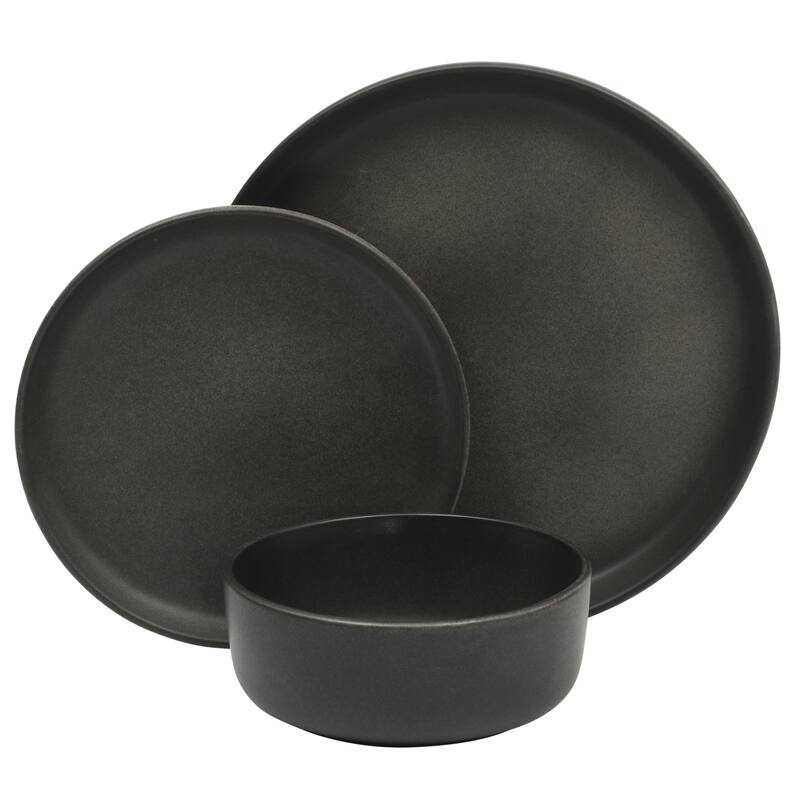 Gibson Elite Pasco (Service for 4) Plates and Double Bowl Reactive Glaze Stoneware Ceramic Dinnerware Set