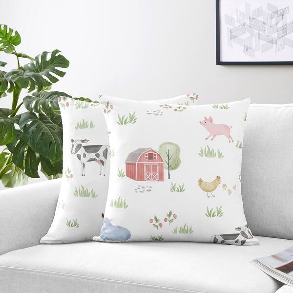 Shop Farm Animals Collection 18 Inch Decorative Accent Throw Pillows Set Of 2 Watercolor Farmhouse Horse Cow