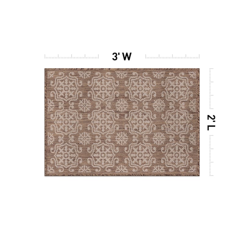 World Rug Gallery Transitional Geometric Textured Flat Weave Indoor/Outdoor Area Rug