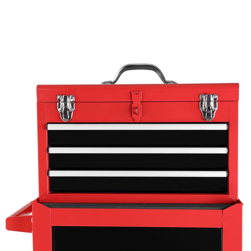 Detachable 3 Drawer Tool Chest w/Storage Cabinet and Adjustable Shelf - 3-Drawer