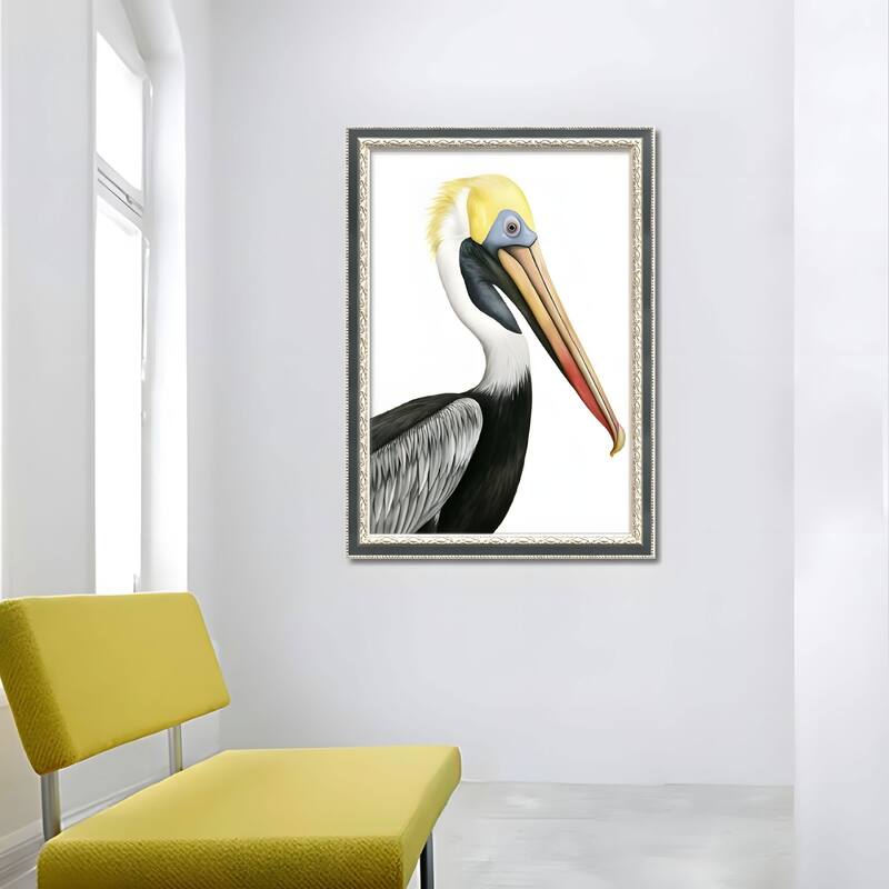 Set of 2 Pelican Bird Framed Wall Art - Replaceable Canvas Prints with Solid Wood Picture Frames, Modern Nature Wall Decor