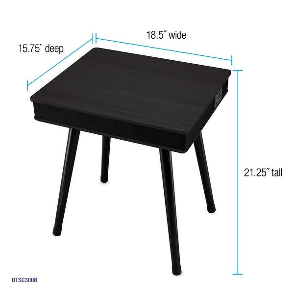 DecorTech Rectangular End Table with Bluetooth Speaker and USB Charging