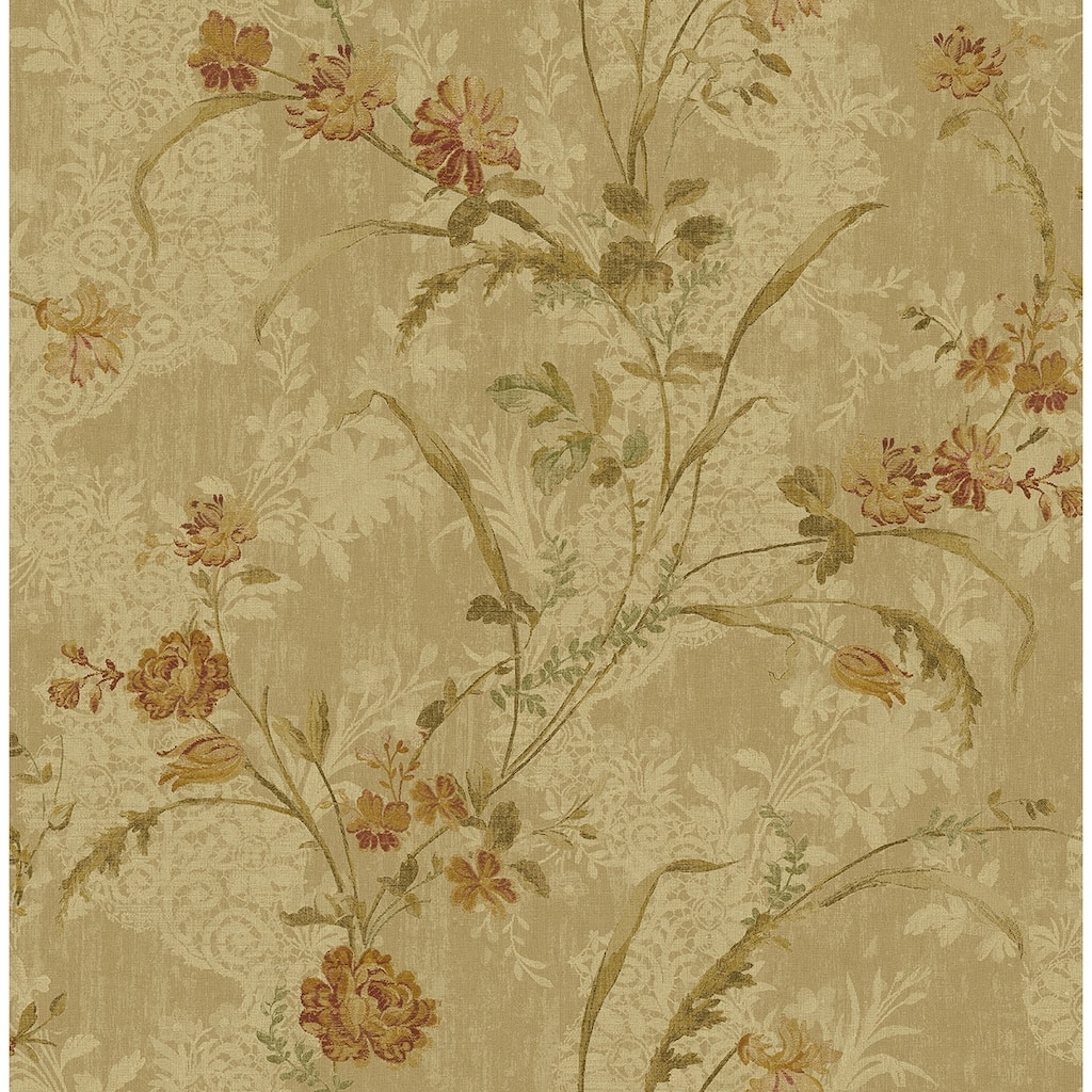 Seabrook Designs Lena Floral Trail Unpasted Wallpaper