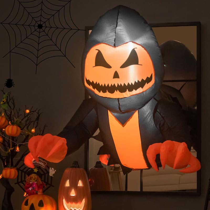 Costway 3.3 FT Halloween Inflatable Pumpkin Head Ghost Broke Out from - See Details