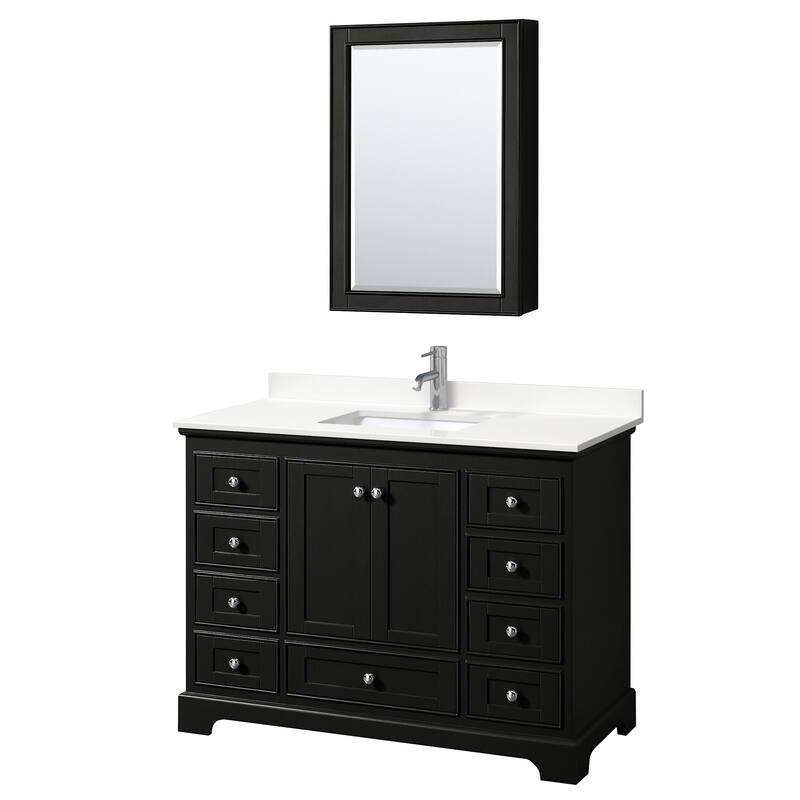 Wyndham Collection WCS202048S-QTZ-UNSMED Deborah 48" Free Standing - Dark Espresso / White Quartz Top / Polished Chrome