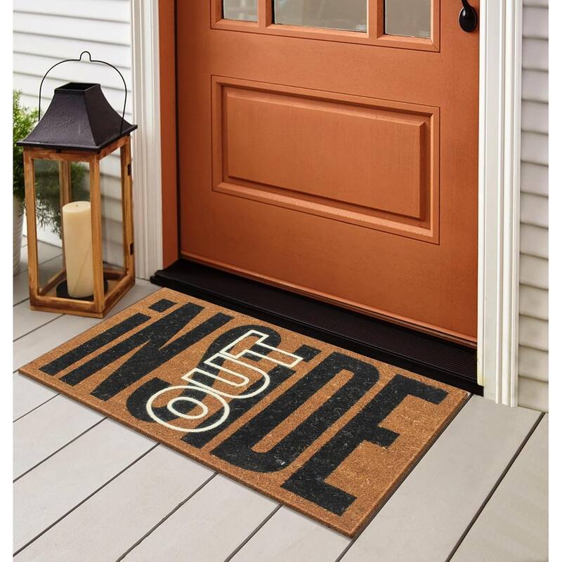 A1HC Natural Coir Doormat with Classic Design PVC Backing low Pile 18"X30" Front Outdoor Double Doormat