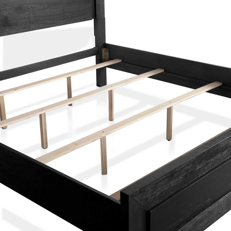 Furniture of America Alaric Modern Black Solid Wood 4-Piece Bedroom Set with 69-inch Makeup Vanity and 2 Nightstands