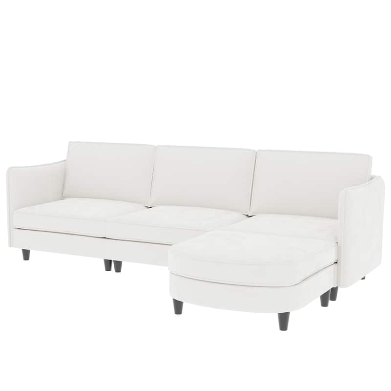 Christopher Knight Home - Benjamin Spacious 3-Seater L-Shaped Sofa with Movable Ottoman and Storage Pockets