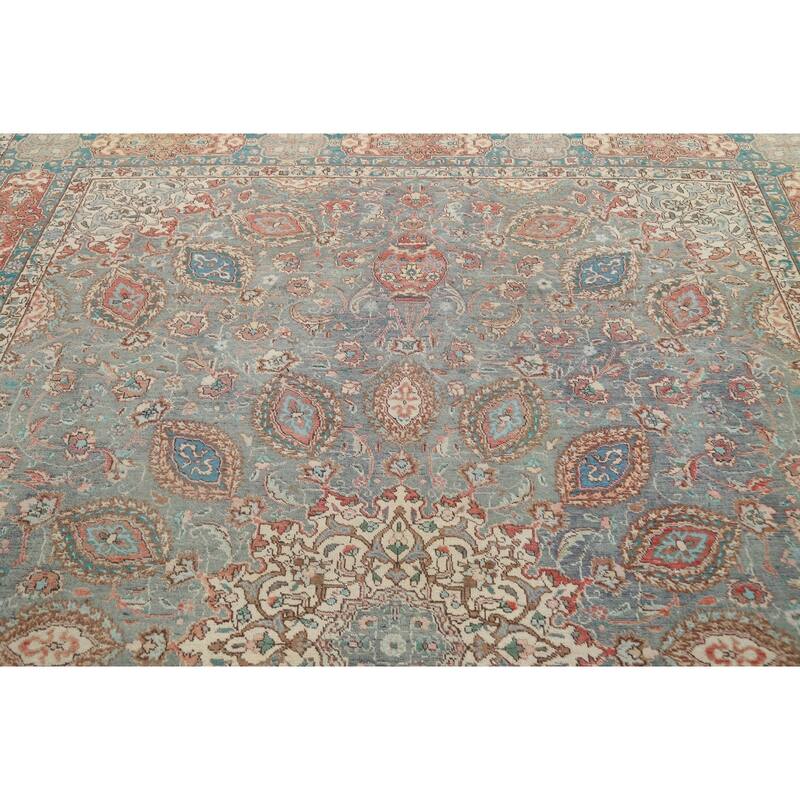 Distressed Floral Tabriz Persian Area Rug Hand-knotted Wool Carpet - 7'9" x 10'8"