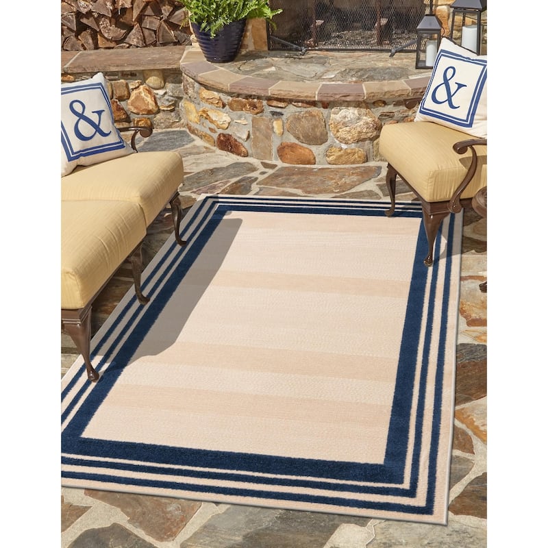 Outdoor Denver Collection Area Rug - Beige - 7'10"x10'