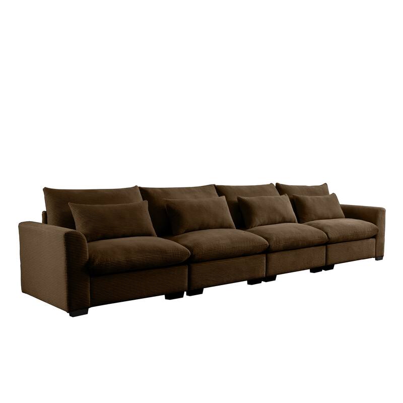 GDFStudio - Finnegan 4‑Seater Corduroy Sofa with 4 Waist Pillows