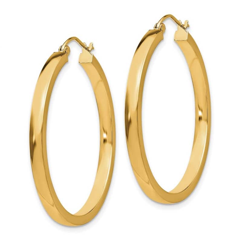 Curata 10k Yellow Gold 30x3mm Square Tube Hoop Earrings