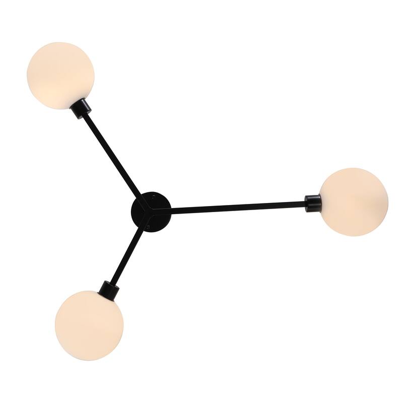 3-Light Semi Flush Mount Ceiling Light with Frosted Glass Shade