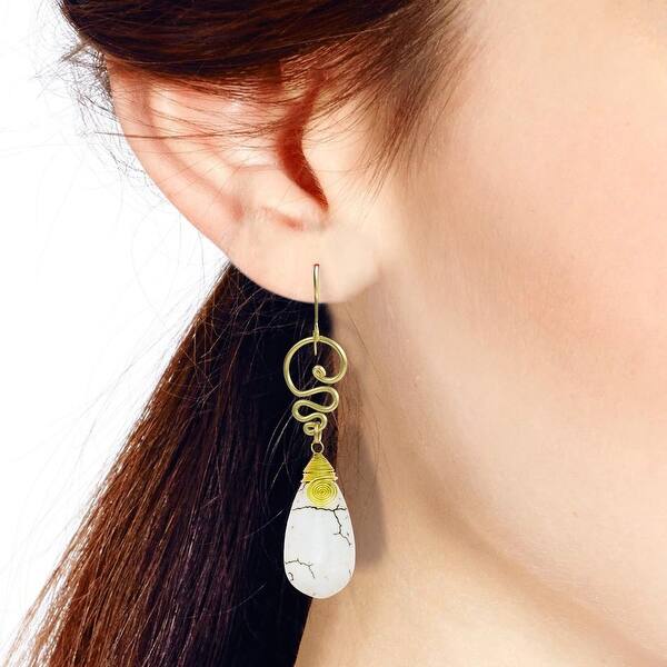 Raw Quartz Earrings Antiqued Brass Dangle Earrings Clear Quartz Earrings
