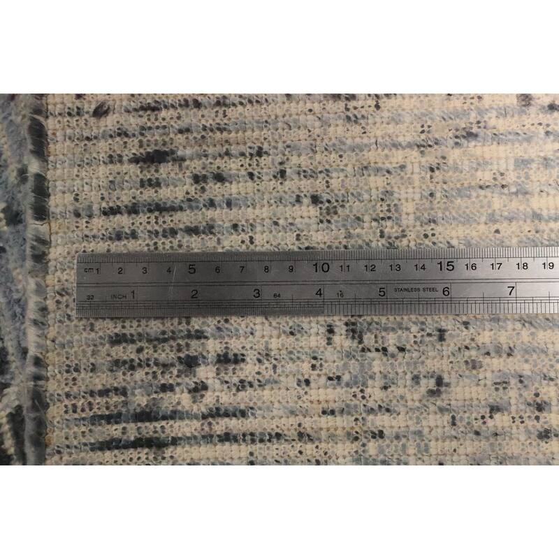 Hand Knotted Oriental Viscose Silk Carpet Modern All-Over Greys & Charcoal Abstract Area Rug - 7' 8'' X 5' 6''