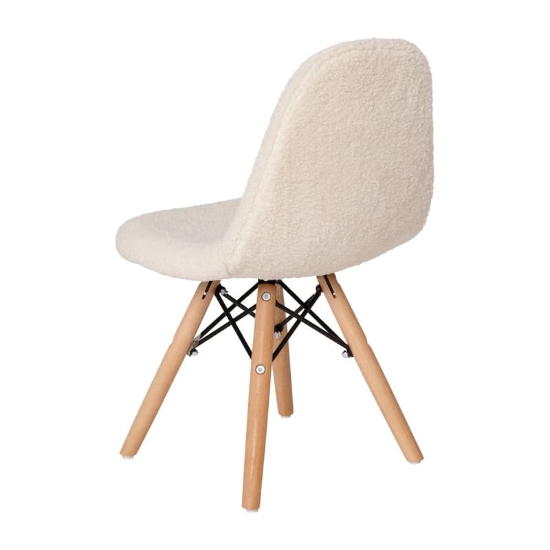 Kids Armless Faux Shearling Faux Shearling Chair with Beechwood Legs - 14.75"D x 13.5"W x 23"H