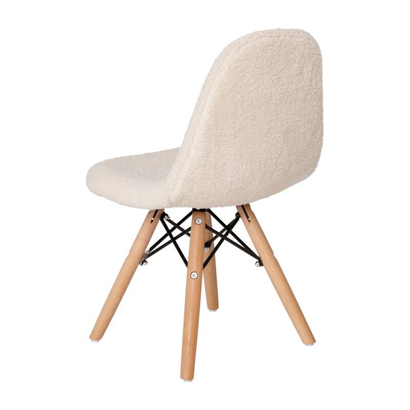 Set of 2 Kids Armless Faux Shearling Faux Sherpa Chairs - Beechwood Legs