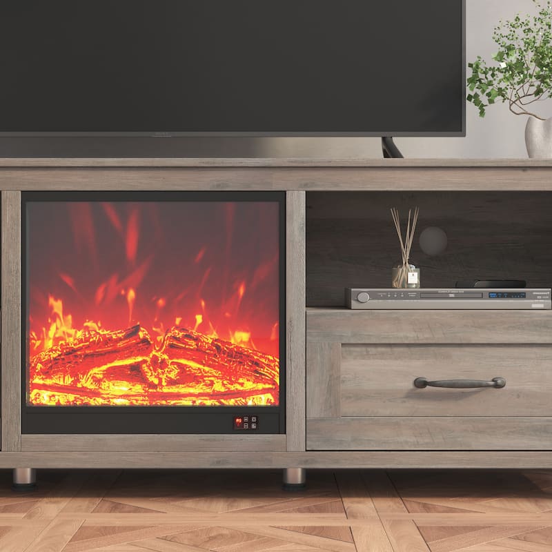 70.08" Storage TV Stand with 4 Open Shelves and 2 Removable Drawers