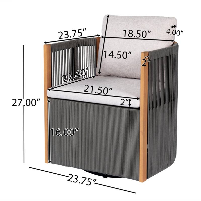 Christopher Knight Home - Maris 5-Piece Outdoor Acacia Wood Swivel Dining Set with 70.75" Rectangular Slat Table and Cushions