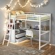 preview thumbnail 17 of 61, Multifunctionl LED Design Twin Size Loft Bed with Desk and Shelve, 2 USB Port White