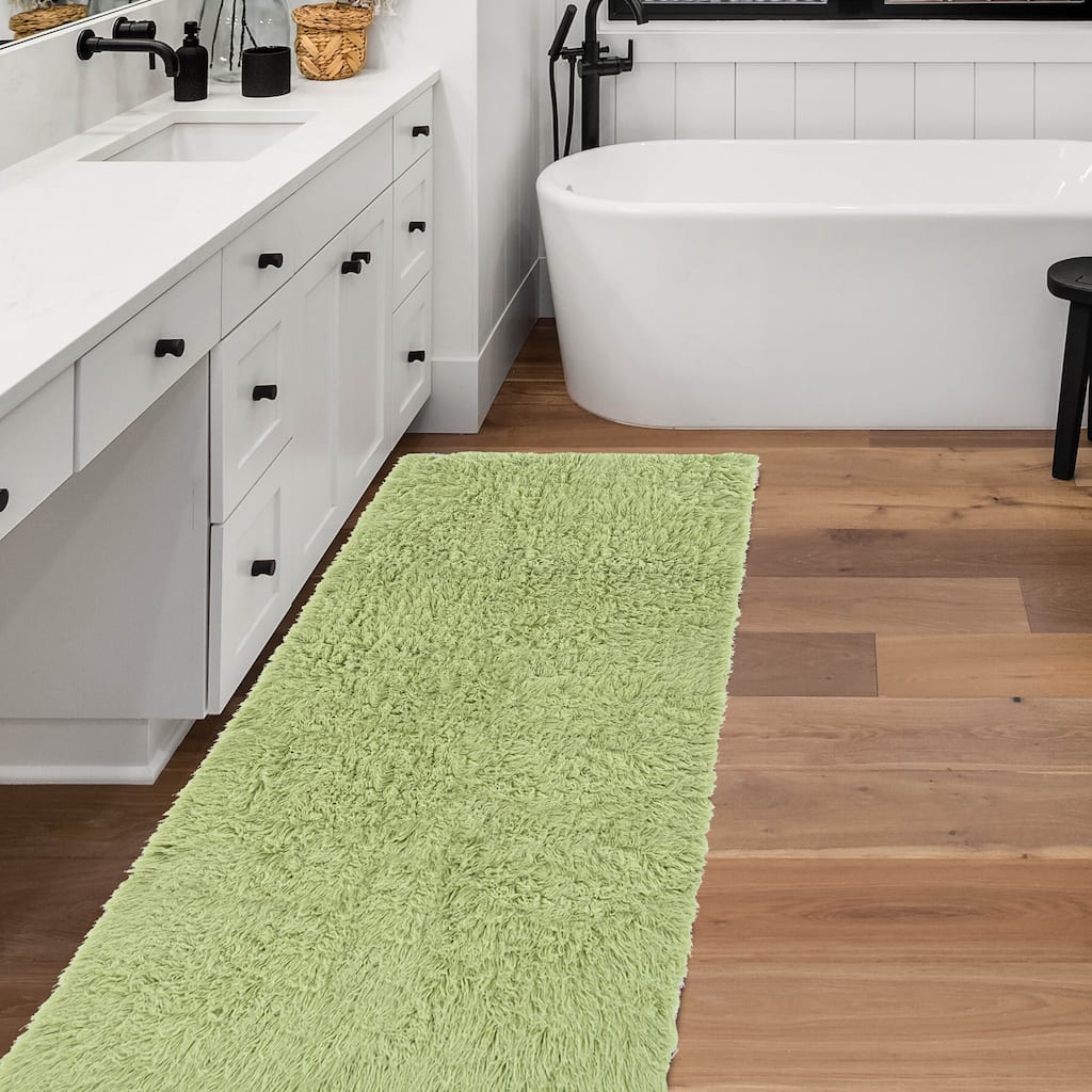 Linon Flokati Heavy Lime Green Rug (2' x 8') - 2'4" x 8'6"