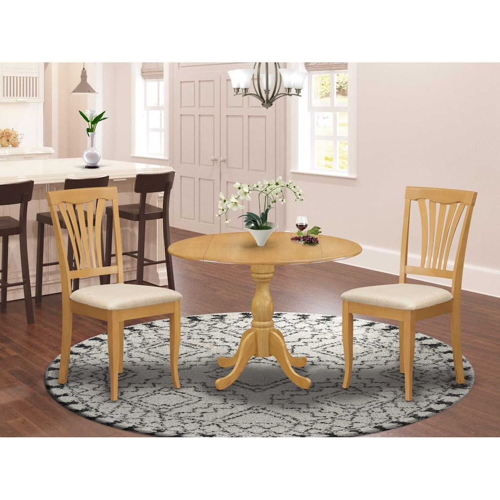 3-Piece Natural Oak Finish Solid Wood Top - Dining Room Set - Seats 4