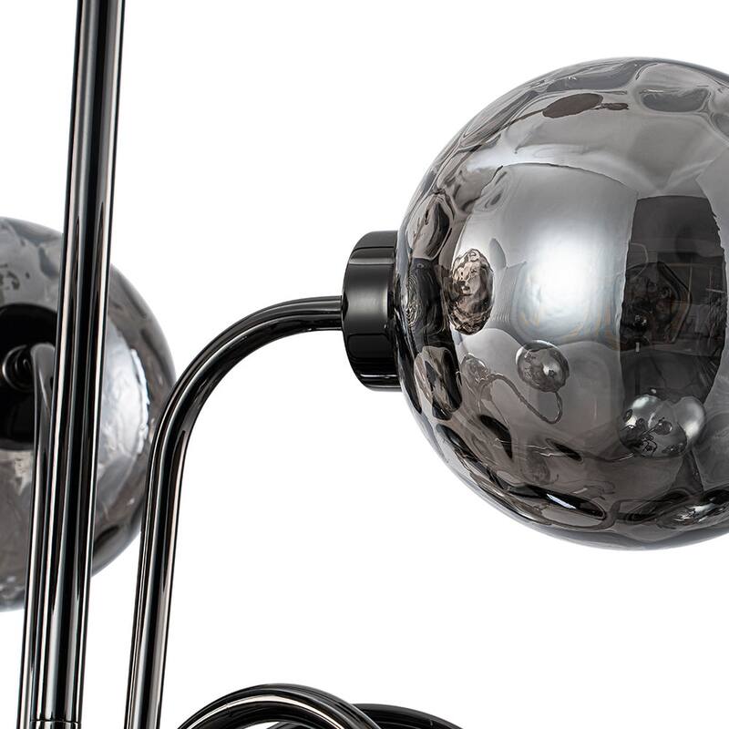 Art Deco 9-Light 2-Tier Smoked Water Glass Bubble Chandelier - 23.6in