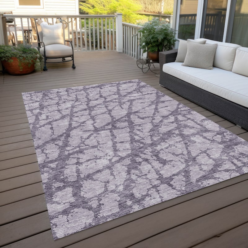 Machine Washable Indoor/ Outdoor Abstract Contemporary Chantille Rug - Lavender - 10' x 14'