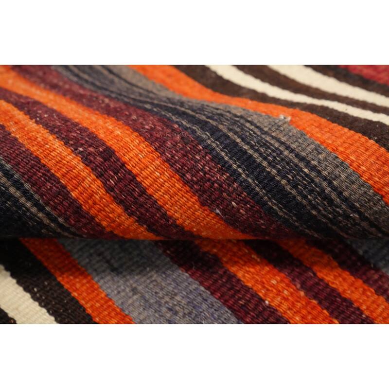 Hand Woven Oriental 100% Wool Carpet Southwestern Geometric Oranges & Rust Kilim Area Rug - 12' 8'' X 5' 3''