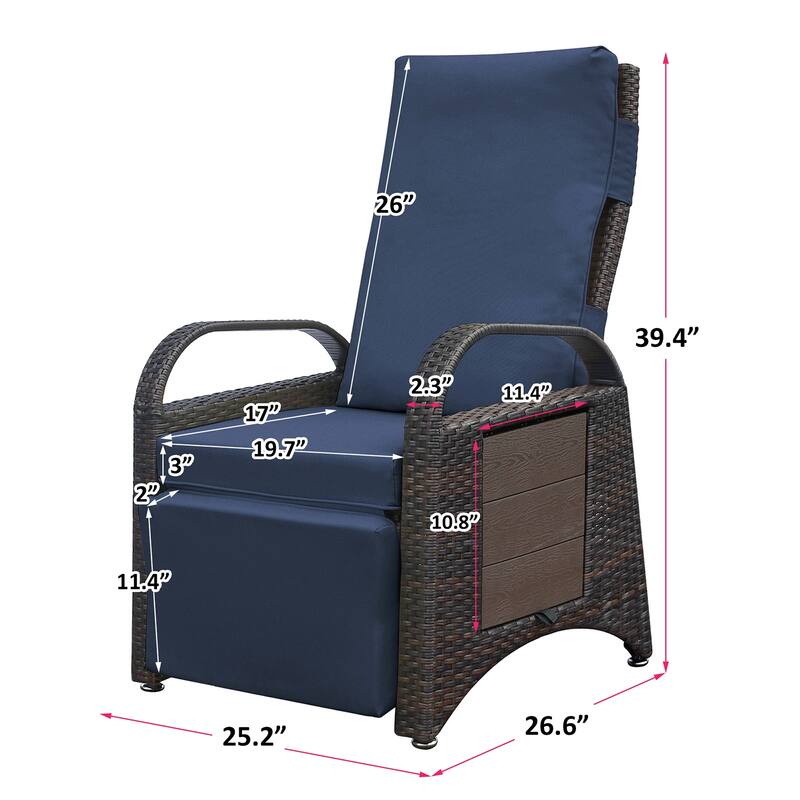 Outdoor Recliner Chair,Separate Adjustment Mechanism PE Wicker