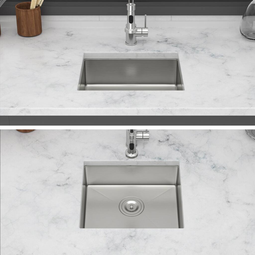 Undermount Single Bowl 16 Gauge Stainless Steel Kitchen Sink in Brushed Nickel