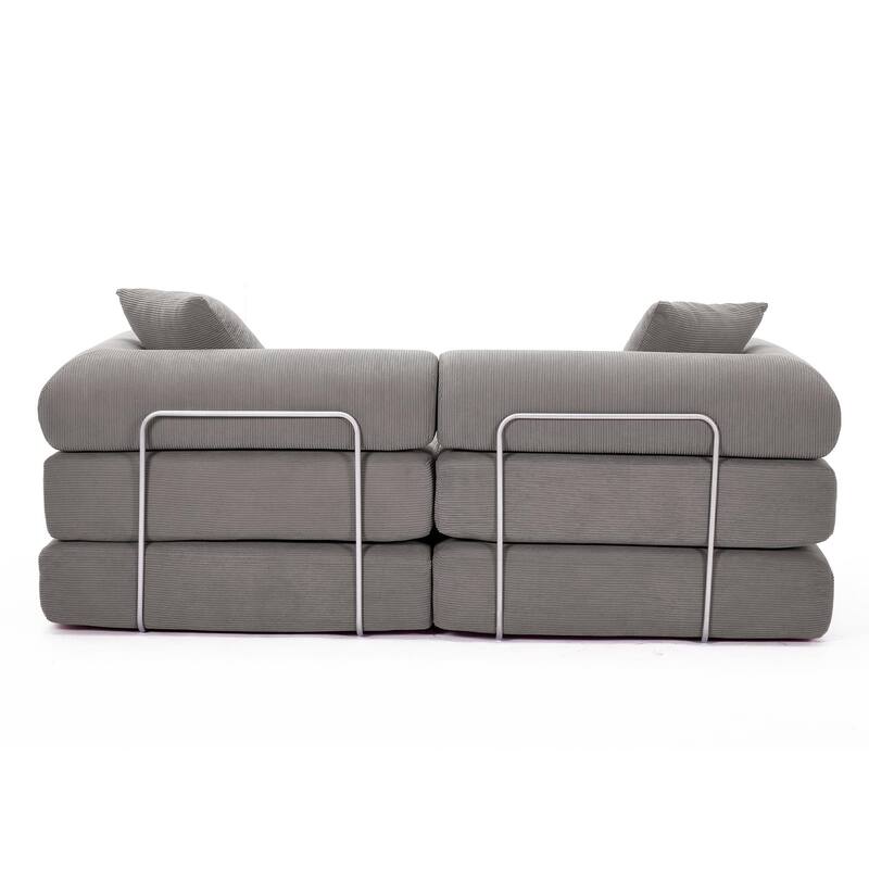 Modular Couch Sofa Bed, Convertible Design with Removable Armrests,Folding Mattress Couch for Small Spaces ,No Assembly
