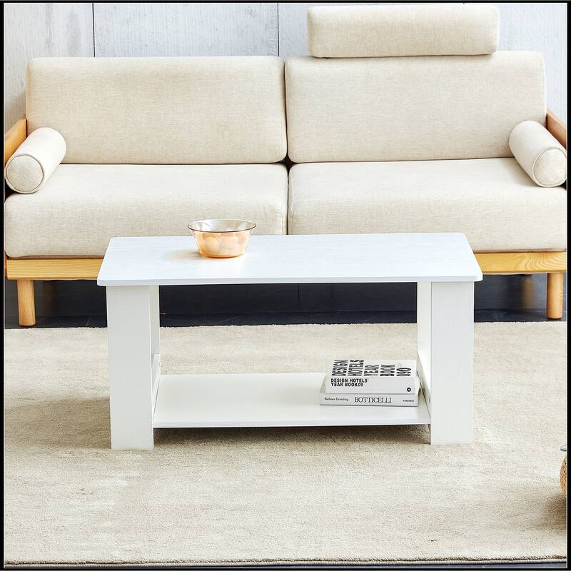 White MDF Double Layered Coffee Table