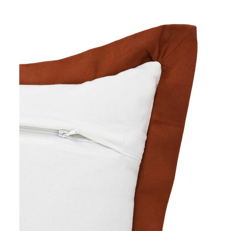 HomeRoots 20" X 20" White And Cinnamon 100% Cotton Geometric Zippered Pillow