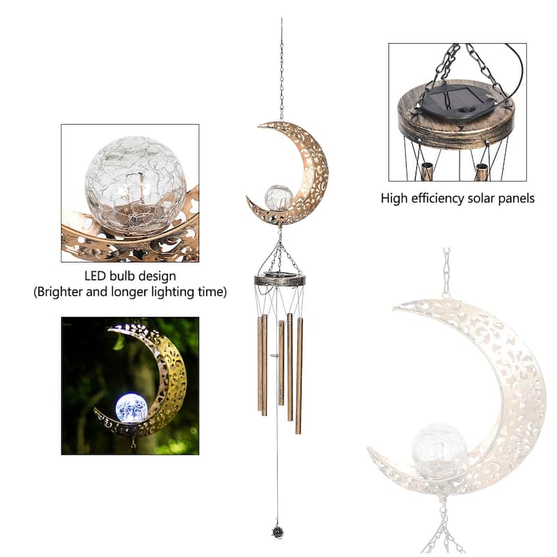 Adeco Wind Chimes with Solar Powered LED Lights
