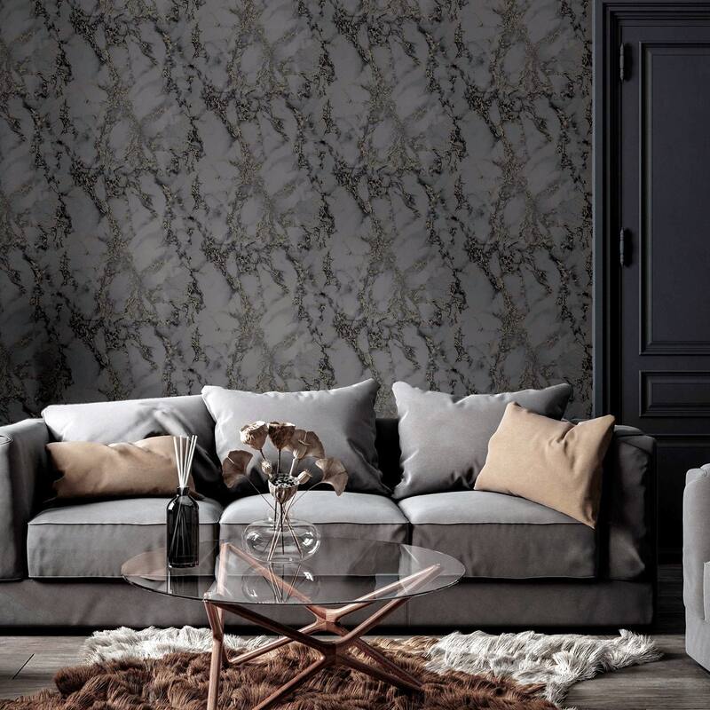 Arthouse Siward Charcoal Metallic Marble Wallpaper