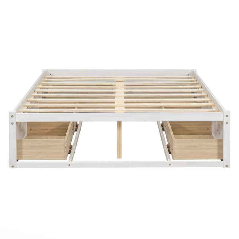 Full Size Platform Bed with 6 Storage Drawers