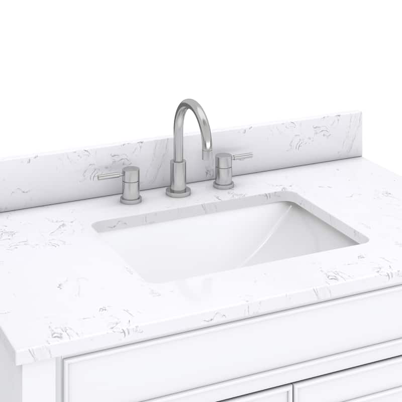 Avanity Bristol 37 in. Bath Vanity in White finish and Cala White Engineered Top