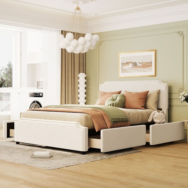 Upholstered studded bed sale